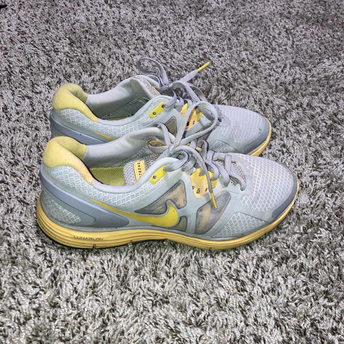 Nike Womens Lunarlon 454514 070 Gray Running Shoes Sneakers Size 9