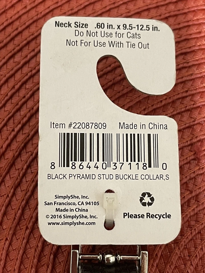 NUEVO SIMPLE PERRO Negro Pirámide Perno Hebilla Collar-Pequeño 9.5 pulgadas-12.5 pulgadas Foto 3 de 4