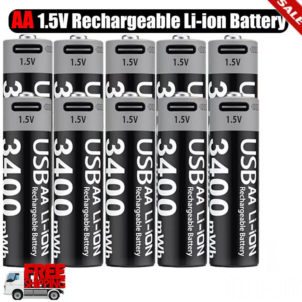 Rechargeable 1.5V AA AAA Batteries  TYPE C Battery Lot for  Lights