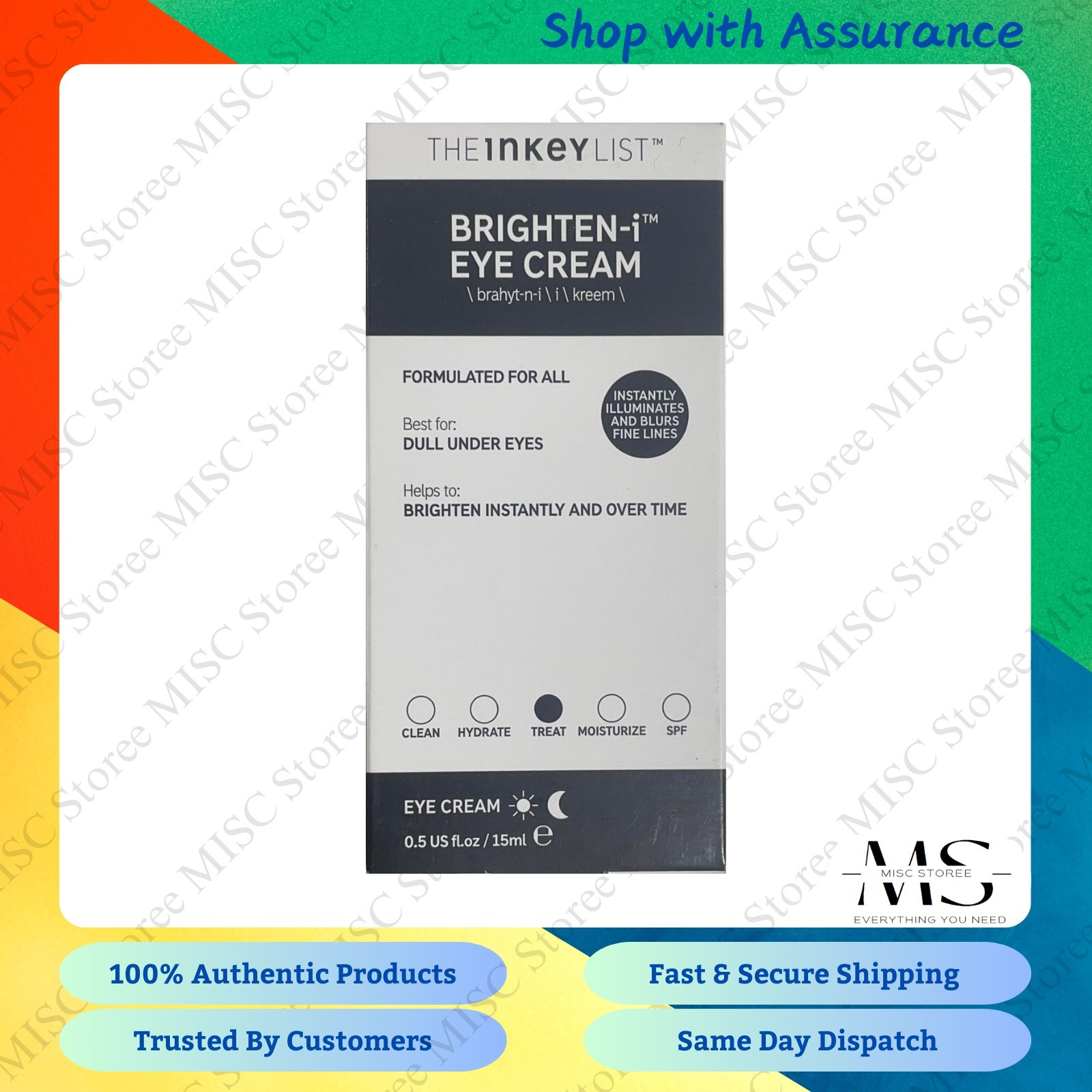 The INKEY List Brighten-i Eye  Day & Night Cream 15ml Brand New Boxed - Image 2