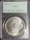 1880 S Morgan Silver $1 Dollar PCGS MS63 Rattler Slab