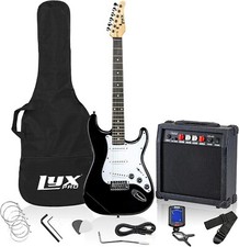 Lyxpro Beginner 39” Electric Guitar &amp; Electric Guitar Accessories - Black/white