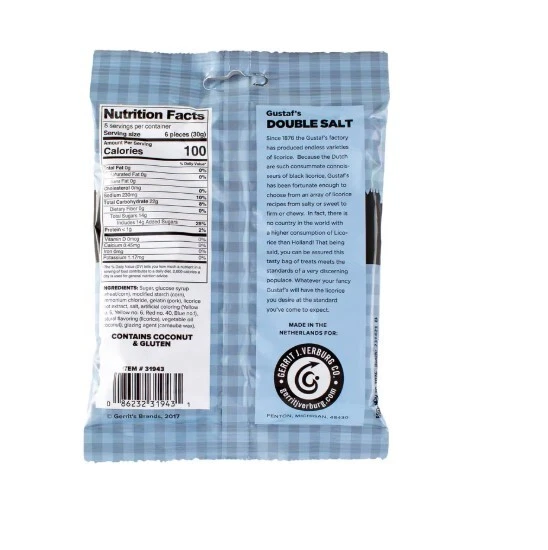 Gustaf's Double Salt традиционная (черная) солодка пакет 5,29 унц - Изображение 2 из 2