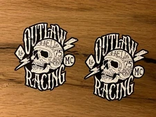 2x Outlaw Racing Sticker 1% Cult MC Sticker Biker Motorcycle Conversion FTW Skull 906