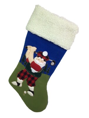 Golf Santa Felt Appliqué Christmas Stocking Multicolor 20  SPOT