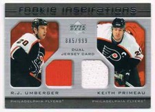 2005-06 ROOKIE UPDATE INSPIRATIONS R.J. UMBERGER KEITH PRIMEAU DUAL JERSEY 2