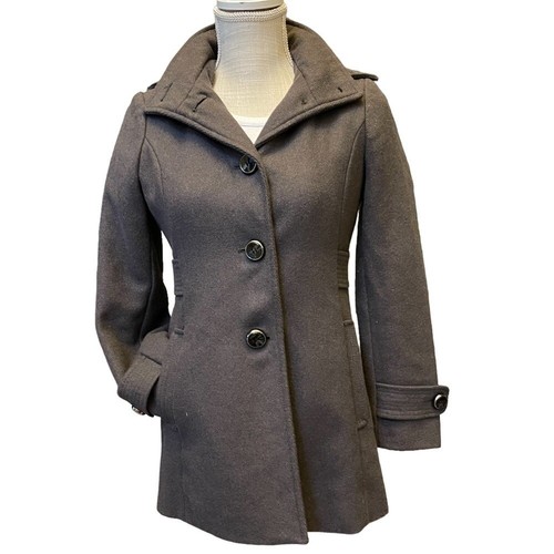 Kenneth Cole Jacket Womens Gray Wool Blend Winter Jacket wih Hood Size: 2P - Picture 5 of 11