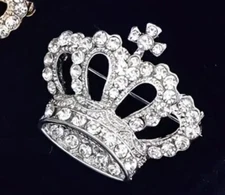Silver Color Rhinestone Crown Cross Brooch  Lapel Pin Gift Scarfs Jackets
