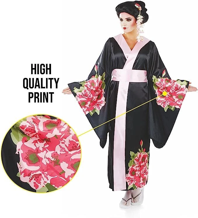 Womens Geisha Girl Costume S-XXL Ladies Japanese Kimono Oriental Dress Halloween - Image 4 of 4