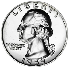 1959 25C US Silver Proof Washington Quarter