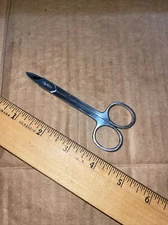 VINTAGE 4-1/4” Sammann Nail Scissors Curved Trim Blades Made in Italy ! LOOK !!