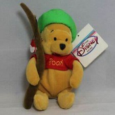 Original Tag Disney Store Winnie the Pooh Fishing Pooh Bean Bag Plush 8"