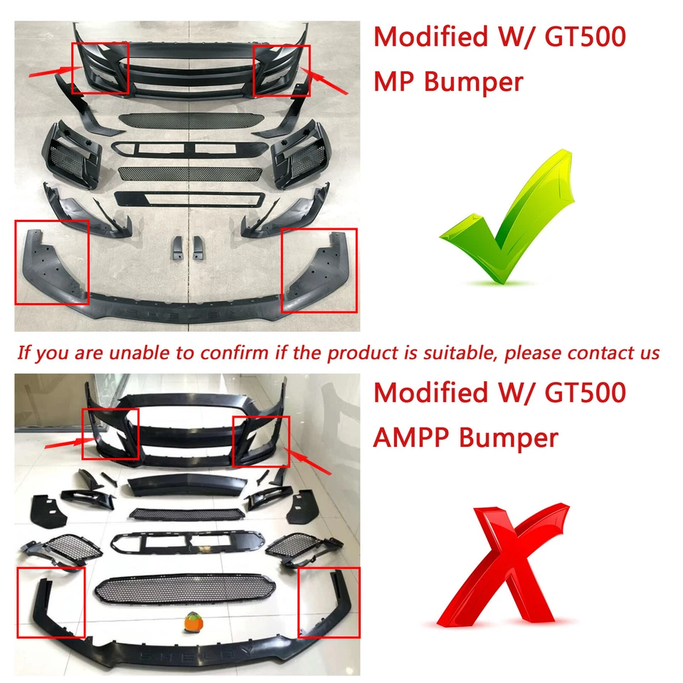 Para Ford Mustang Modificado con Parachoques GT500 MP 15-2022 Repuesto Divisor Delantero Foto 3 de 4