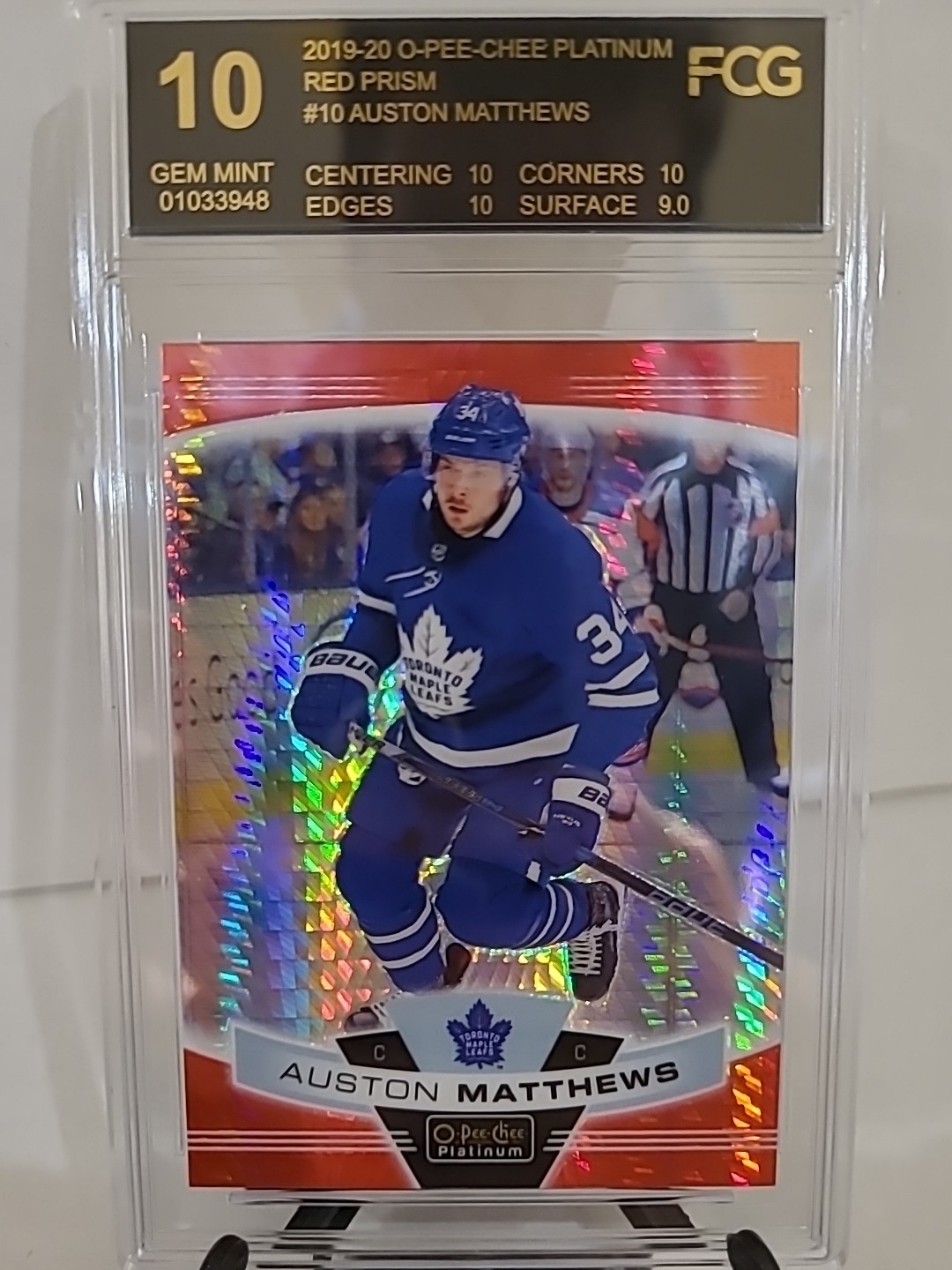 2019-20 OPC O-Pee-Chee Platinum Veteran Red Prism /199 AUSTON MATTHEWS #10