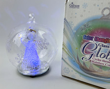 Glass Angel LED Light Ornament Snowflake Globe Christmas Holiday Decoration 5"