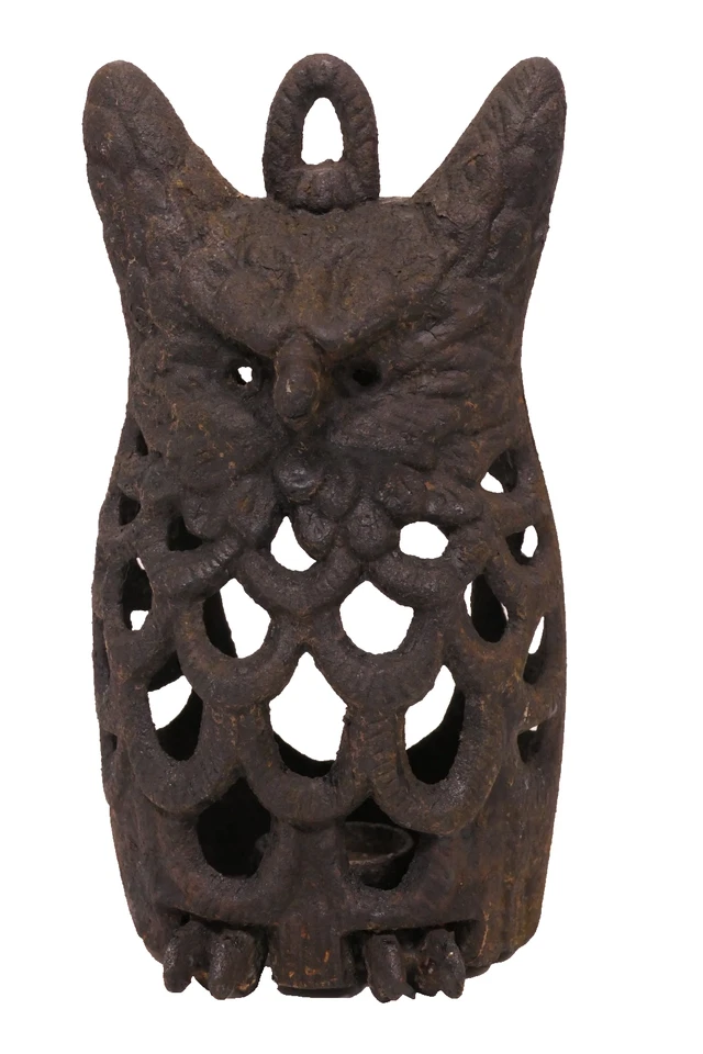 Linterna de jardín colgante búho de hierro fundido 10" candelabro MCM bruja Foto 2 de 4