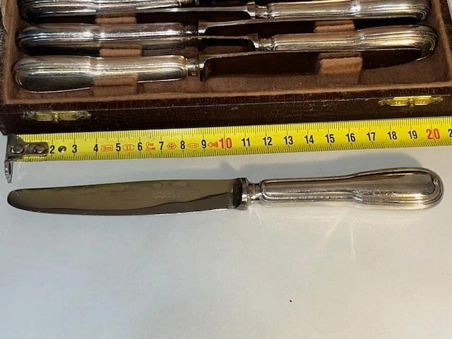 6 couteaux CHRISTOFLE modèle FILET CHINON métal argenté couvert 20 cm - Photo 2/4