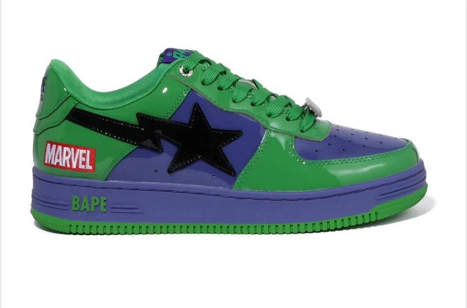 A BATHING APE x Marvel Comics Bape Sta Low 'Hulk' EE. UU. Para hombres Talla 11  Foto 3 de 4