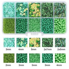 1000PCS Mixed Glass Beads Sequins Kit Seed Bugle Tube DIY Jewelry Crafts