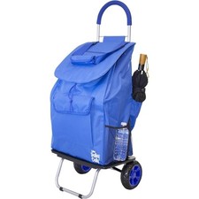 Bigger Trolley Dolly Blue Shopping Grocery Foldable Cart