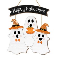 Halloween Ghost Door Sign BOO Decorations, 14.5x12.6 inches, Three Ghosts