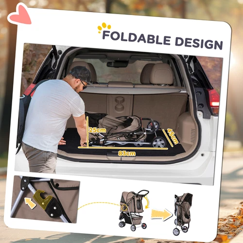 Pet Stroller 3 Wheel for Small Dogs Cats Puppy Carrier Buggy Pushchair 10kg - Picture 5 of 15