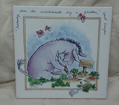 Disney Eeyore Trivet/Wall-Hanging Ceramic Garden Carrots Spring 6''x6''x1/4''