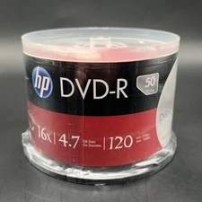 HP DVD-R 50 Pack Recordable Discs Blanks 16x Data 4.7 GB 120 Minute Video New