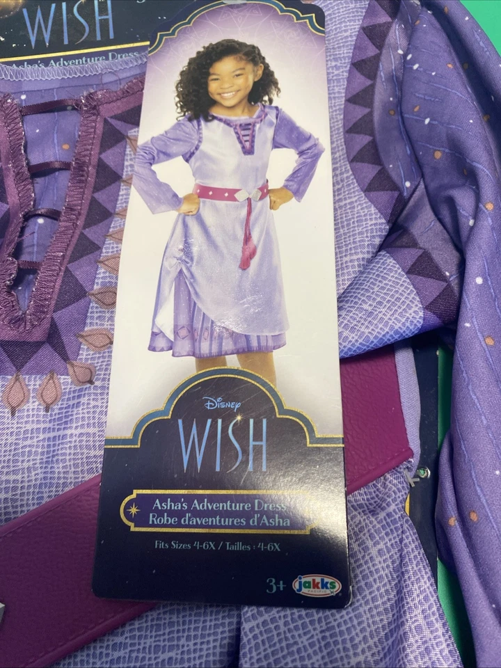 Disney Wish Asha’s Dress Halloween Disfraz Play Dress up. Púrpura 3+ se adapta a 4-6x Foto 3 de 4