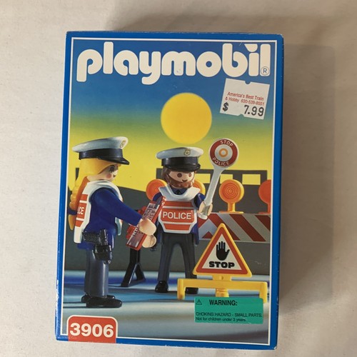 Vintage Playmobil 3906 Police Traffic Cops Stop Sign Figures New in Box eBay
