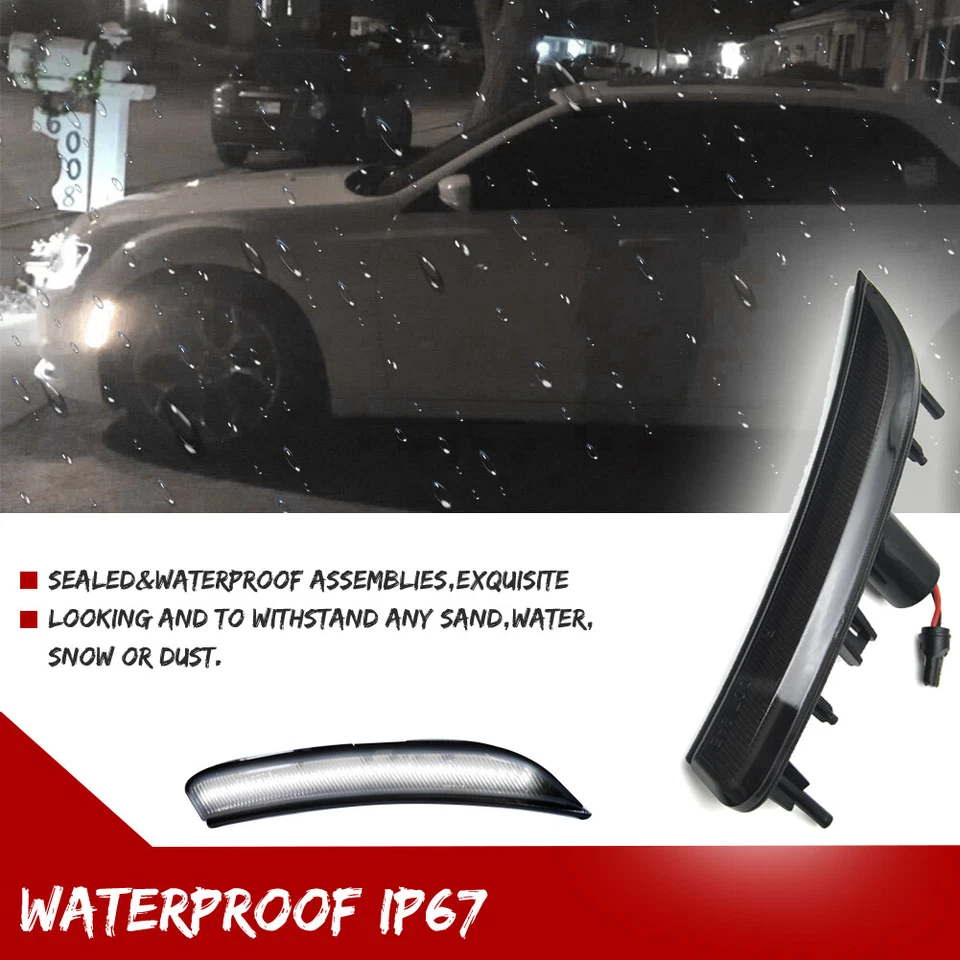 Para Chrysler 200 2015 2016 2017 lente ahumada estilo óptico LED luces marcadoras laterales Foto 4 de 4