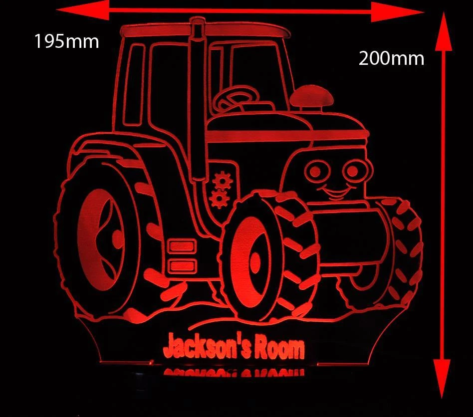 TRACTOR PERSONALISED NAME 3D LED Night Light 7 Colour Change Room Lamp Remote - image 3 of 4