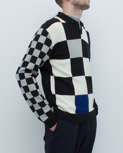 ๐น Versace Jeans Couture Vintage Wool Max Check Collared Sweater Quiet Luxury - Picture 2 of 12