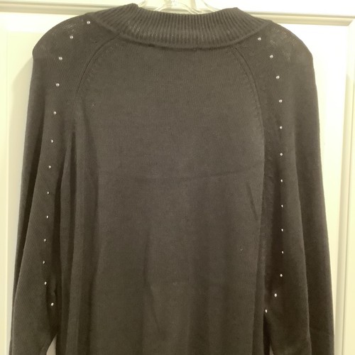 WHBM White House Black Market Black Sweater Silver Beaded Sleeves Women’s XL - Picture 6 of 10