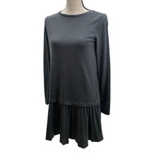 Loft Small Simple Gray Dress With Ruffle Bottom