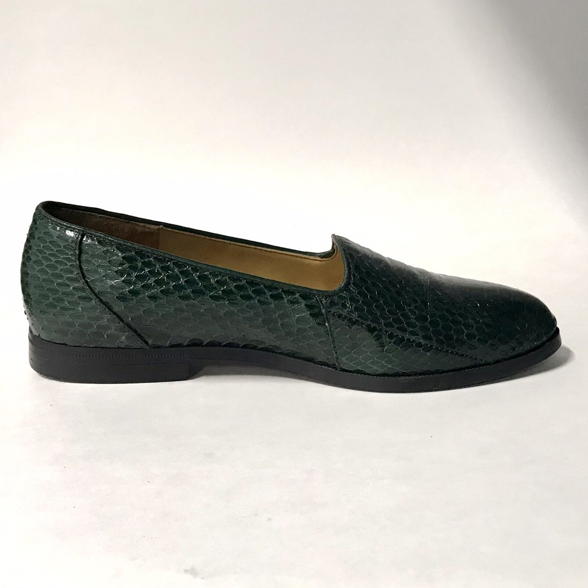 Giorgio Brutini Mens Natural Undyed Genuine Snakeskin Private Collection Shoes 9 Vintage Giorgio Brutini Snake Skin Loafers: Gold Lion Detail  main image 4