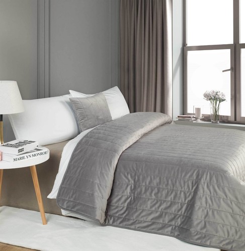 Lightly Quilted Faux Suede Bed Runner and or Filled Cushion in Charcoal Grey - Picture 7 of 7