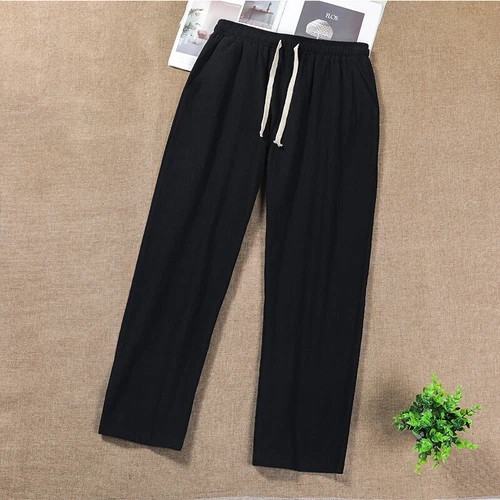 Pantalone uomo jogger tempo libero tinta unita uomo casual gamba dritta fondo - Foto 5 di 17