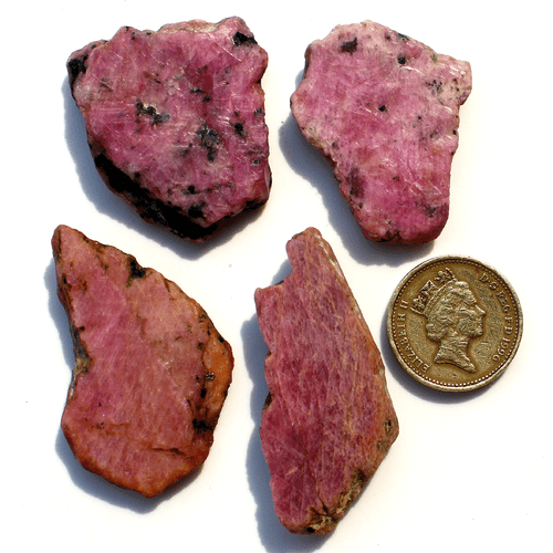 4 Pcs Burma Natural Corundum Ruby 34mm-49mm Untreated Rough Loose Gemstones Lot - Picture 1 of 14