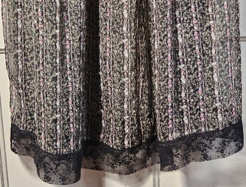 VTG Peasant Maxi Dress T&Co. Size 10 Black Pink Floral Sheer Lace Cottagecore - Picture 8 of 19