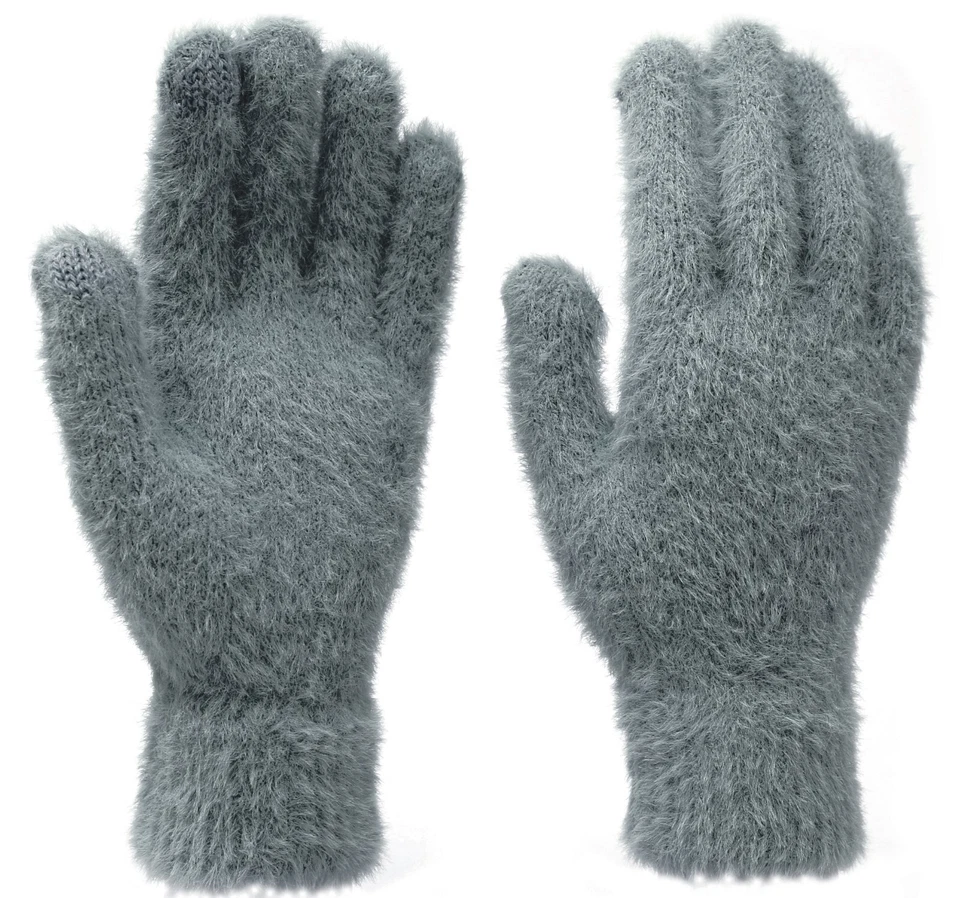 Guantes con pantalla táctil de invierno difusos suaves de pelo de visón sintético difuso para mujer Foto 2 de 2