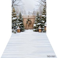 10'x20'CP Xmas Tree Snow Fence Scene Microfiber Fabric background backdrop SD187