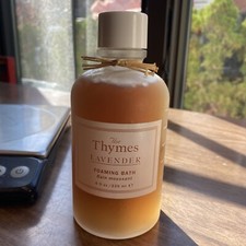 Thymes Lavender 8 oz Foaming Bath New Product Bubble Bath Glass Bottle Vintage