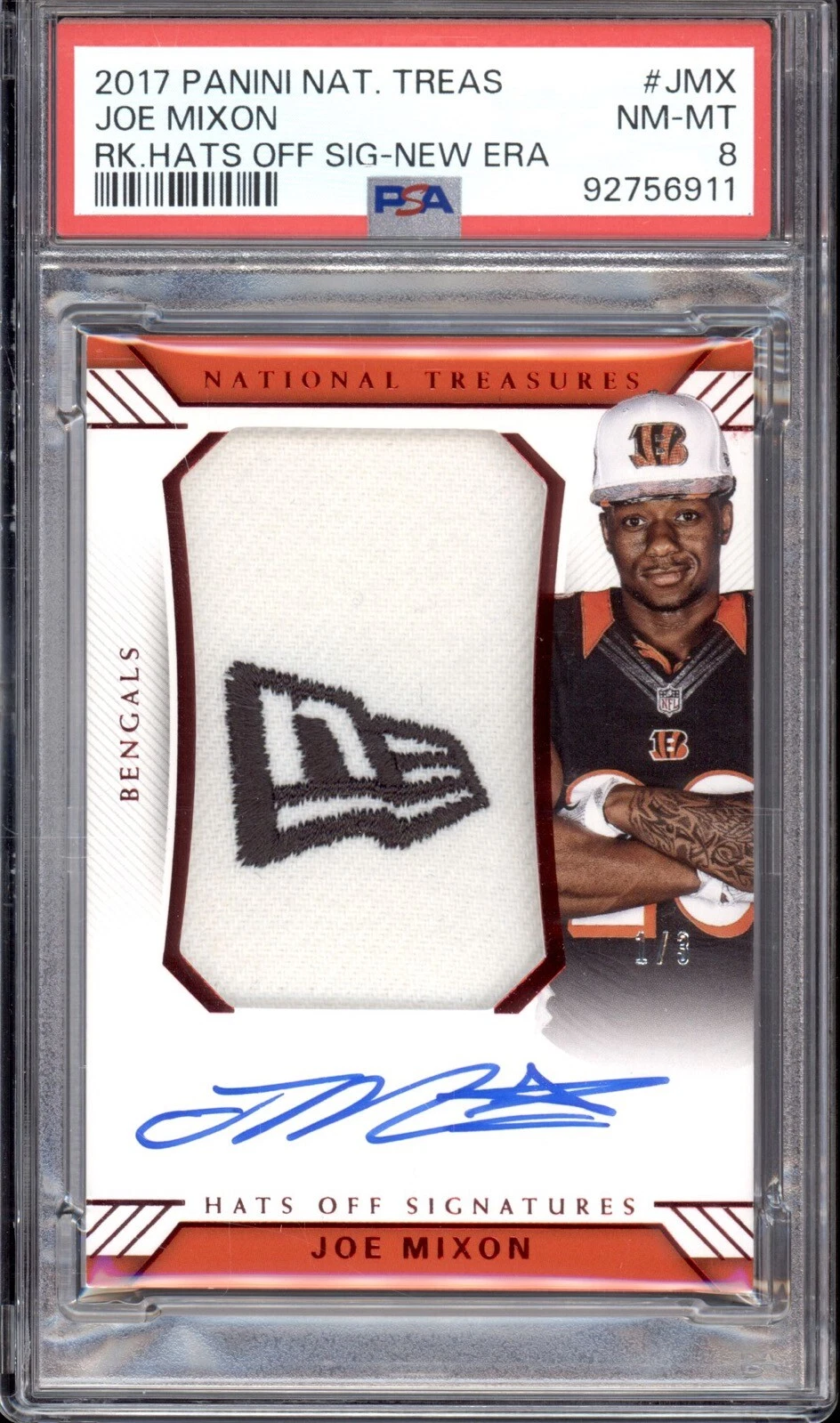 Joe Mixon Panini National Treasures Rookie Hats Off Signatures #JMX New Era