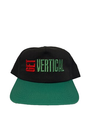 Vintage GET VERTICAL Mountain Dew Black & Green SnapBack Trucker Hat