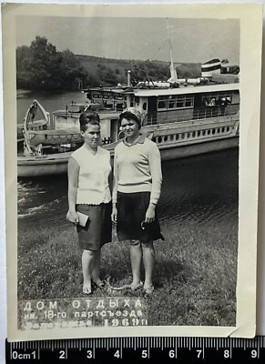 Two Pretty Cute Young Women Charming Attractive Ladies Nice Girls Old Photo