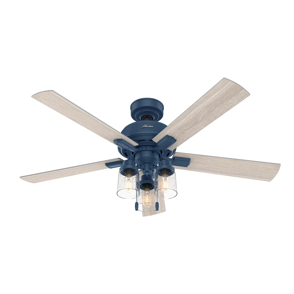 Hunter Fan 52 in Casual Indigo Blue Indoor Ceiling Fan with Light and Pull Chain - Image 2 of 4
