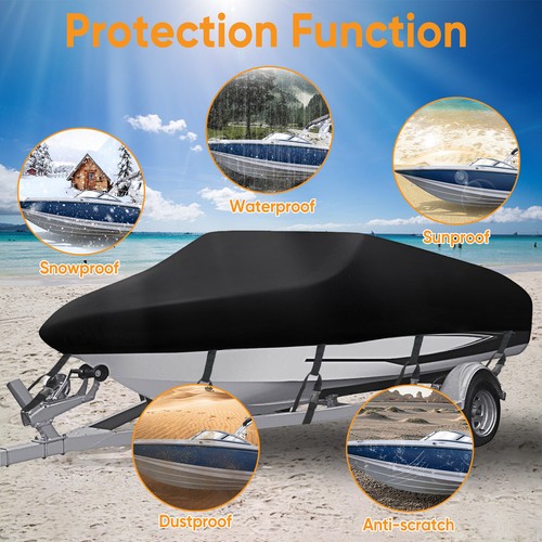 210D Heavy Duty Waterproof Boat Cover Trailerable For V-Hull 17-19FT 102" Beam - Picture 4 of 21