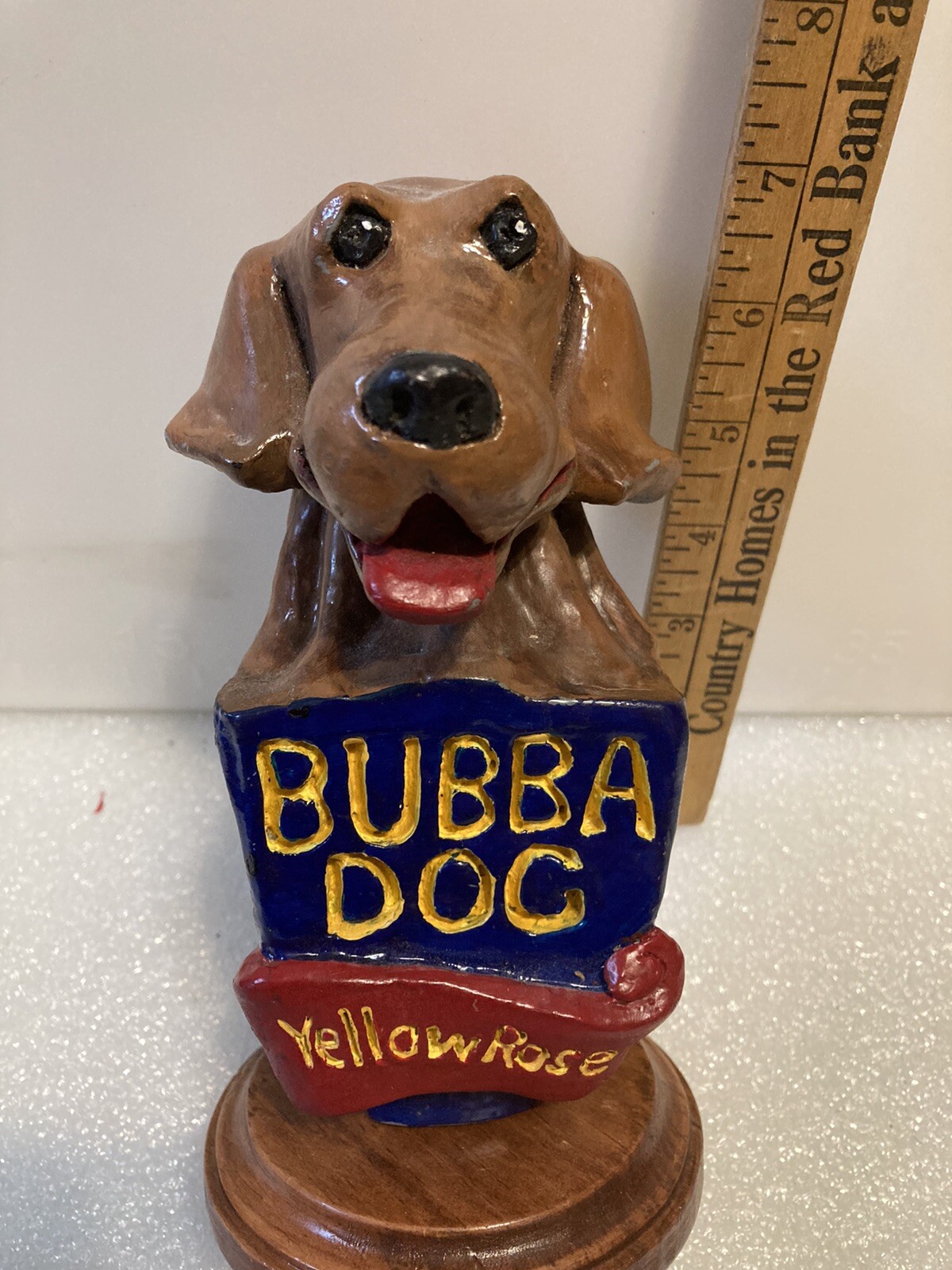 RARE YELLOW ROSE BREWING BUBBA DOG draft beer tap handle. TEXAS