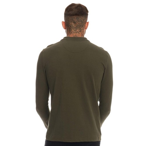 Brave Soul Men's Lincoln Khaki Green Long Sleeved Polo Shirt Top Size S Bnwt - Picture 3 of 3